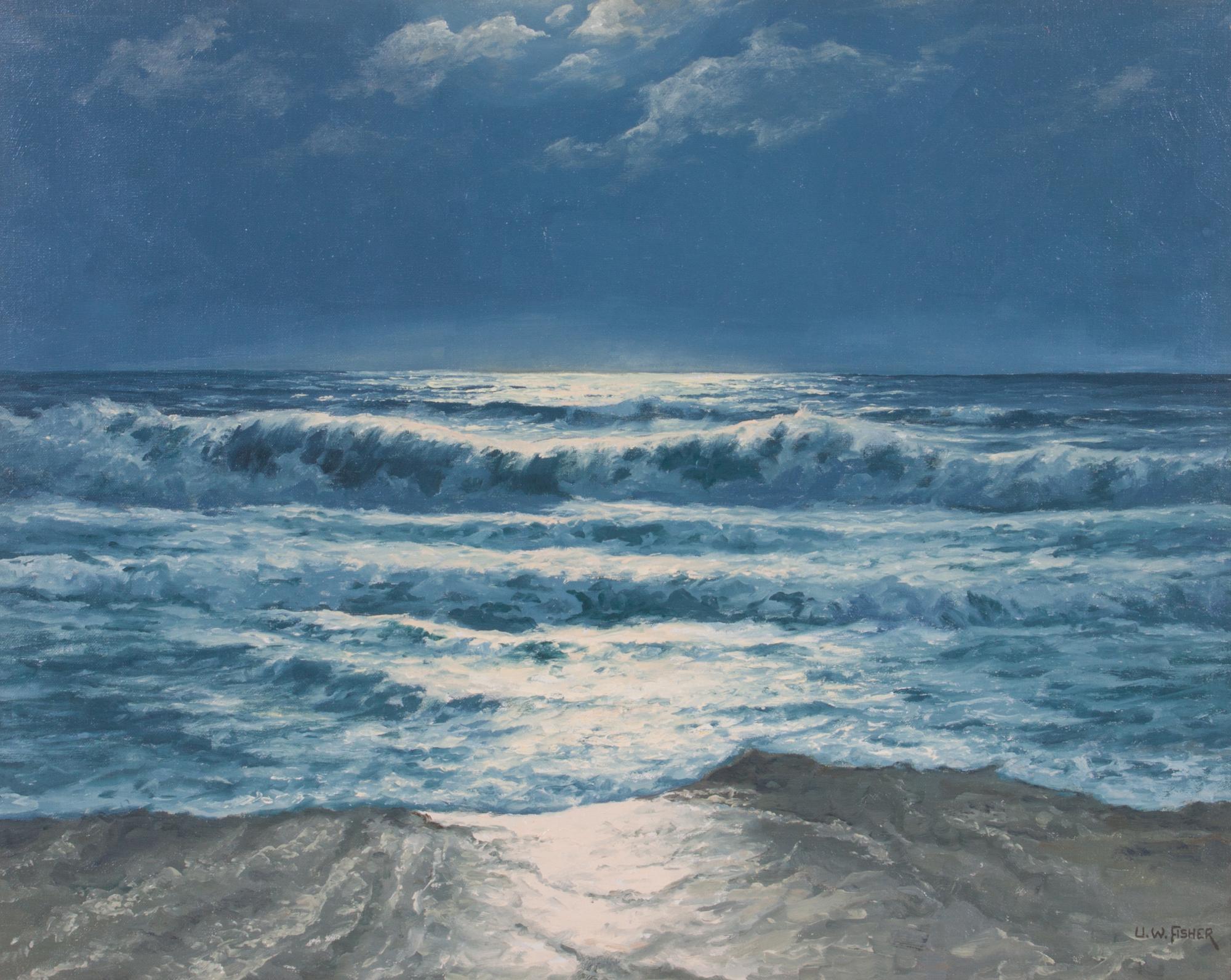 Ulrich Fisher, (American, 1887-1970), Seaside with Moon