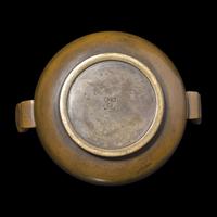 Two Japanese Patinated Bronze Small Koro, Meiji/Taisho Period