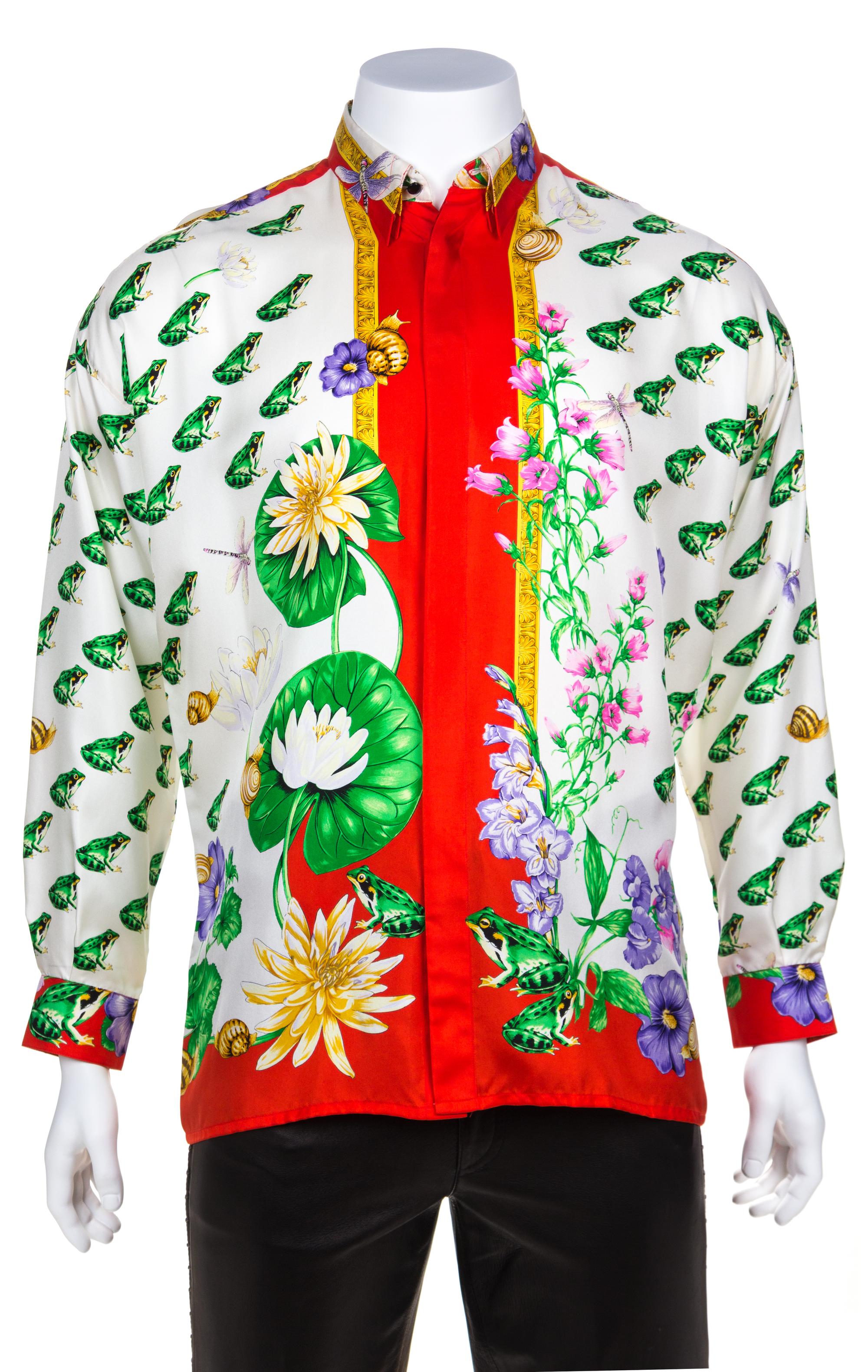 A Gianni Versace Silk Print Shirt, Size 48.