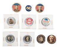 [POLITICS]. A group of 15 political campaign buttons promoting Wilson, Harding, and Hoover.