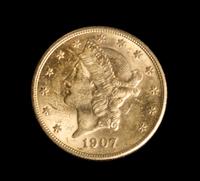 A United States 1907 Liberty Head $20 Gold Coin