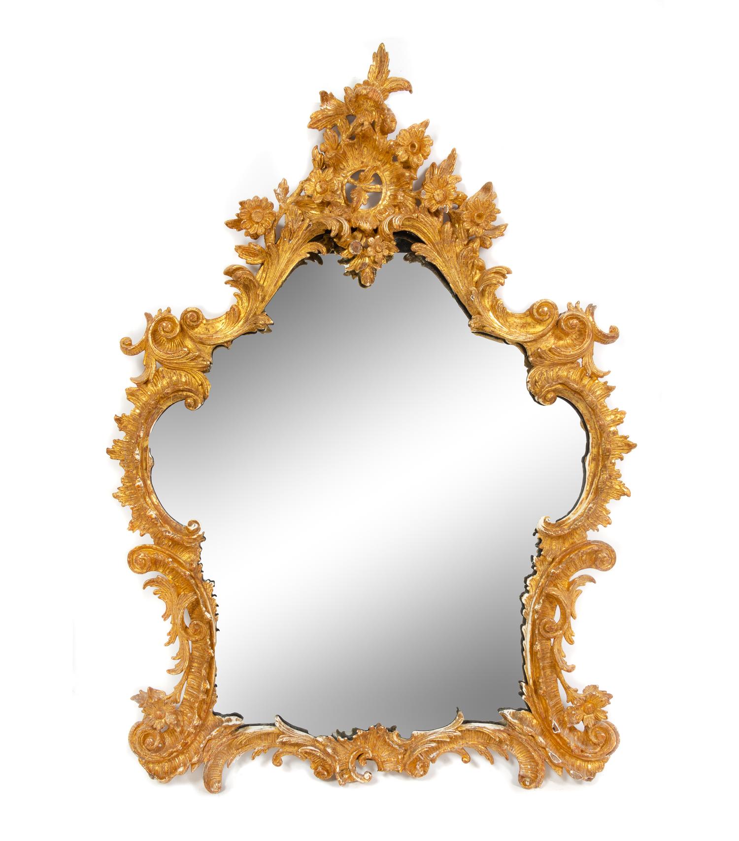 A Chinese Chippendale Carved Giltwood Mirror