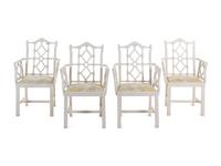 A Chinese Chippendale Style White-Painted Dining Suite