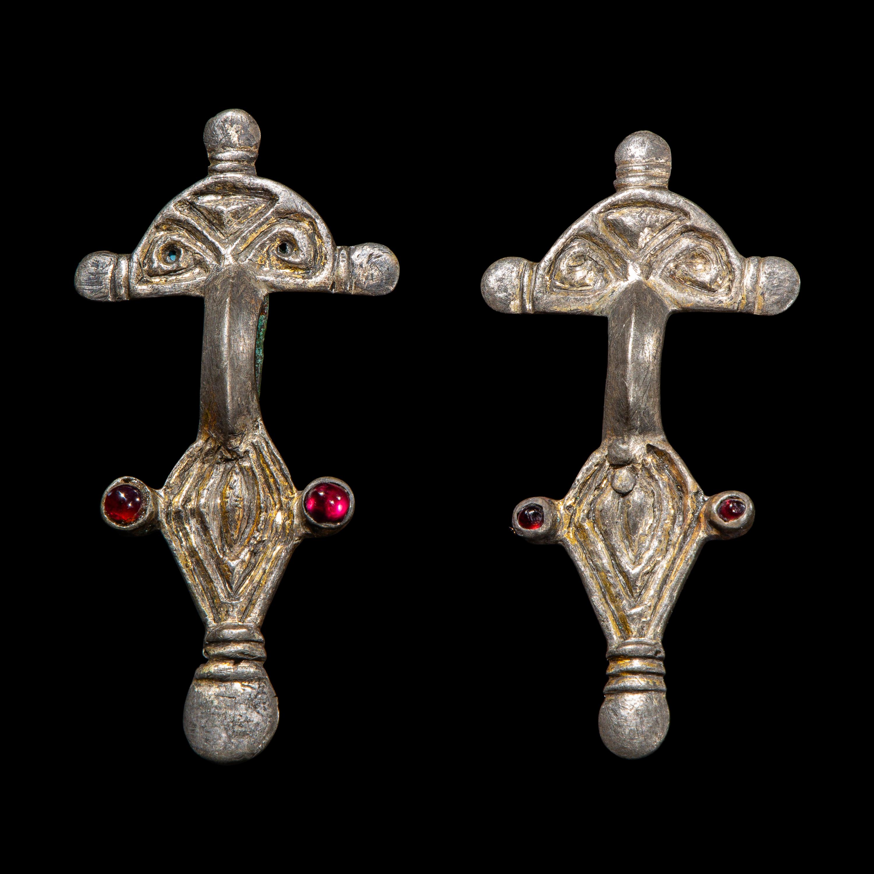 A Pair of Ostrogothic Silver and Garnet Fibulae