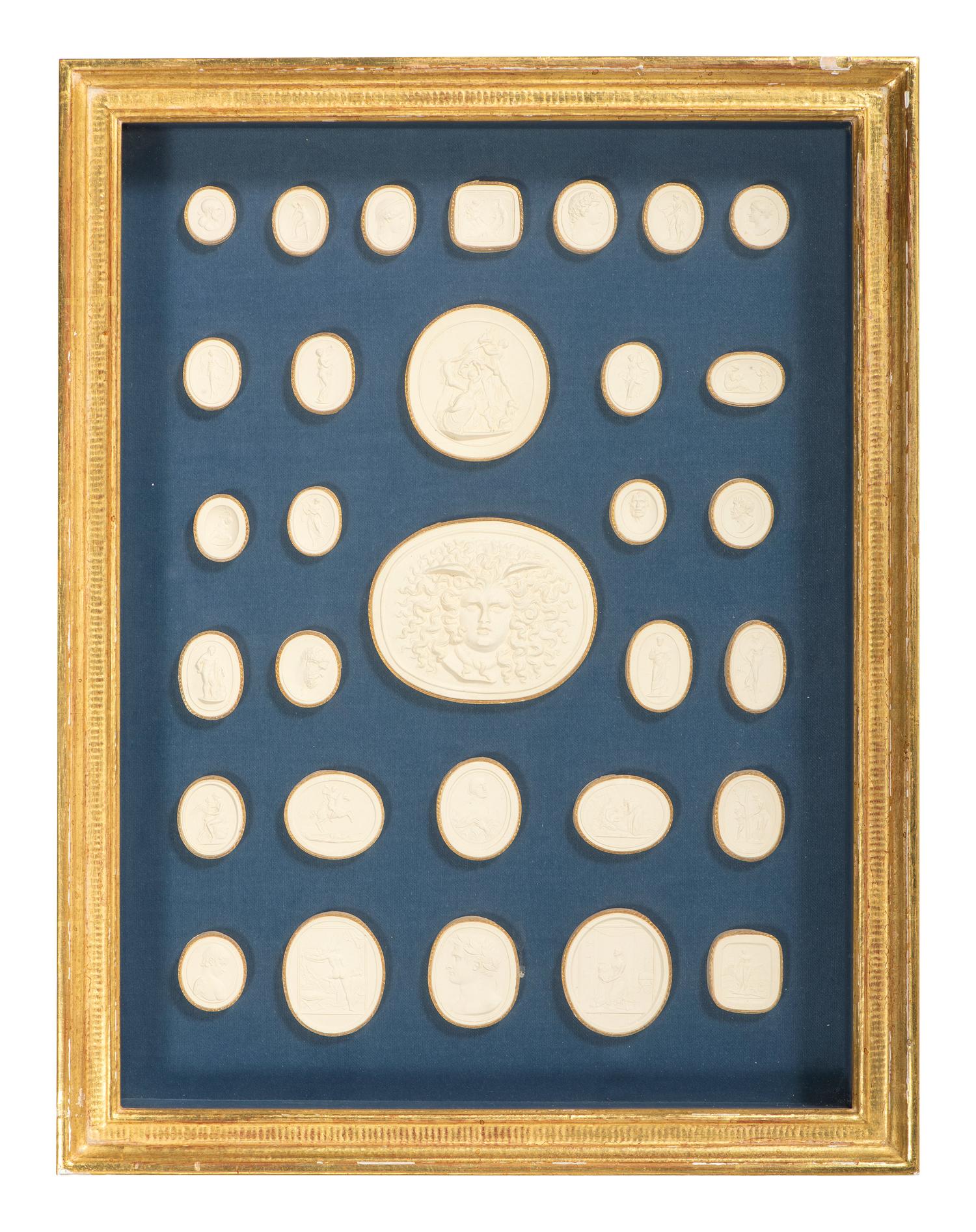 Seven Framed Groups of Grand Tour Plaster Intaglios