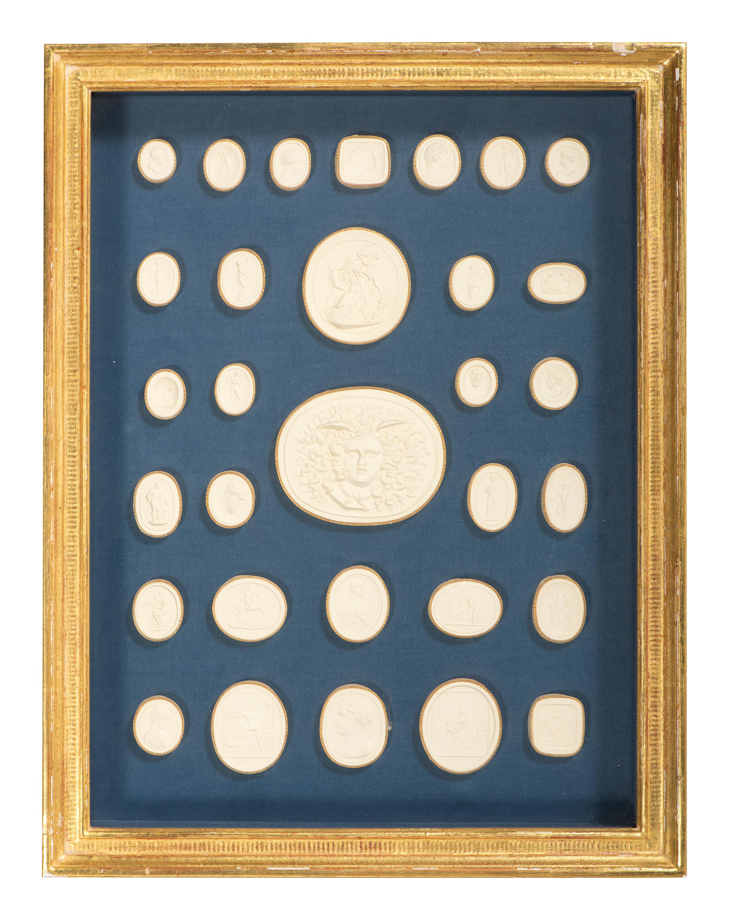 Seven Framed Groups of Grand Tour Plaster Intaglios