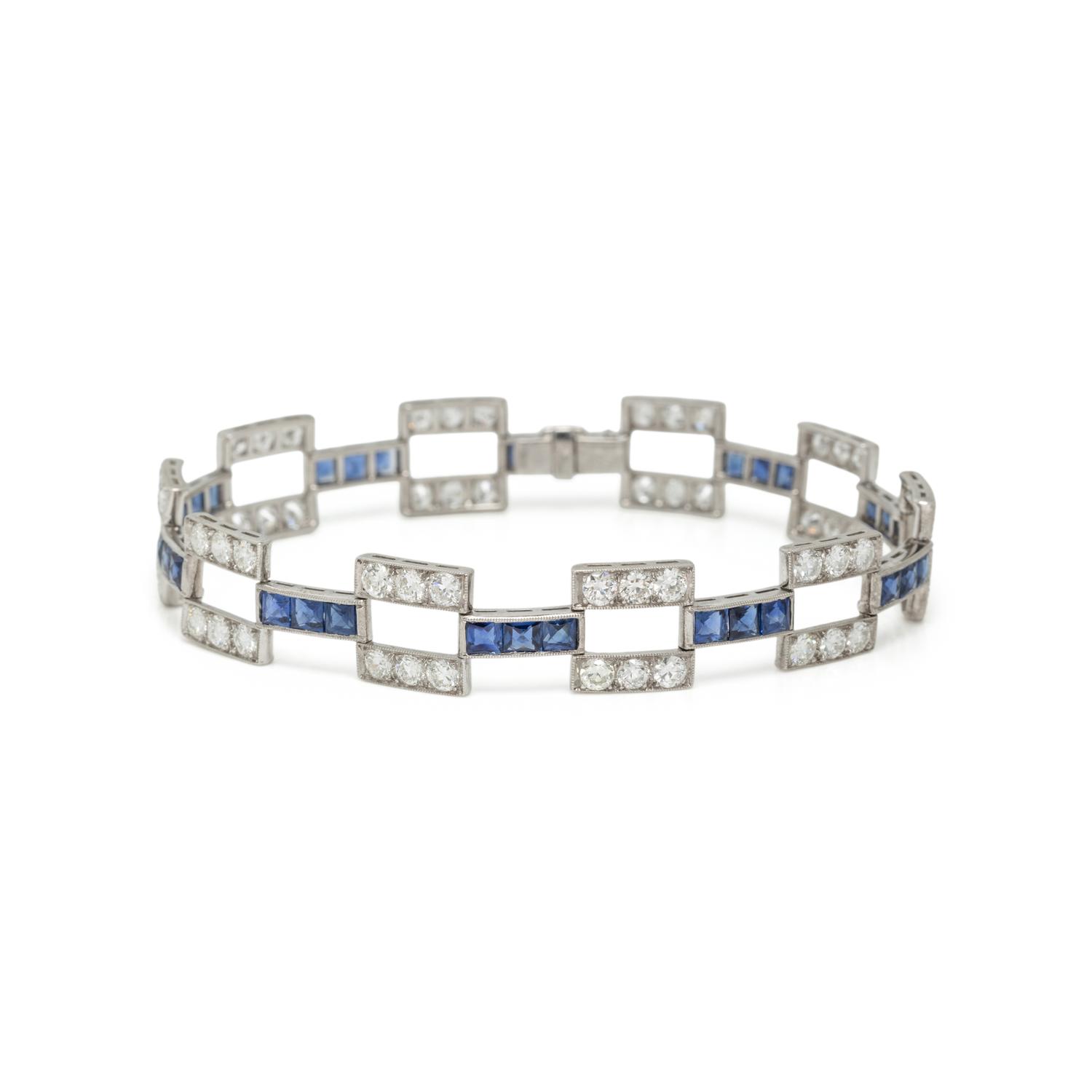 ART DECO, SAPPHIRE AND DIAMOND BRACELET
