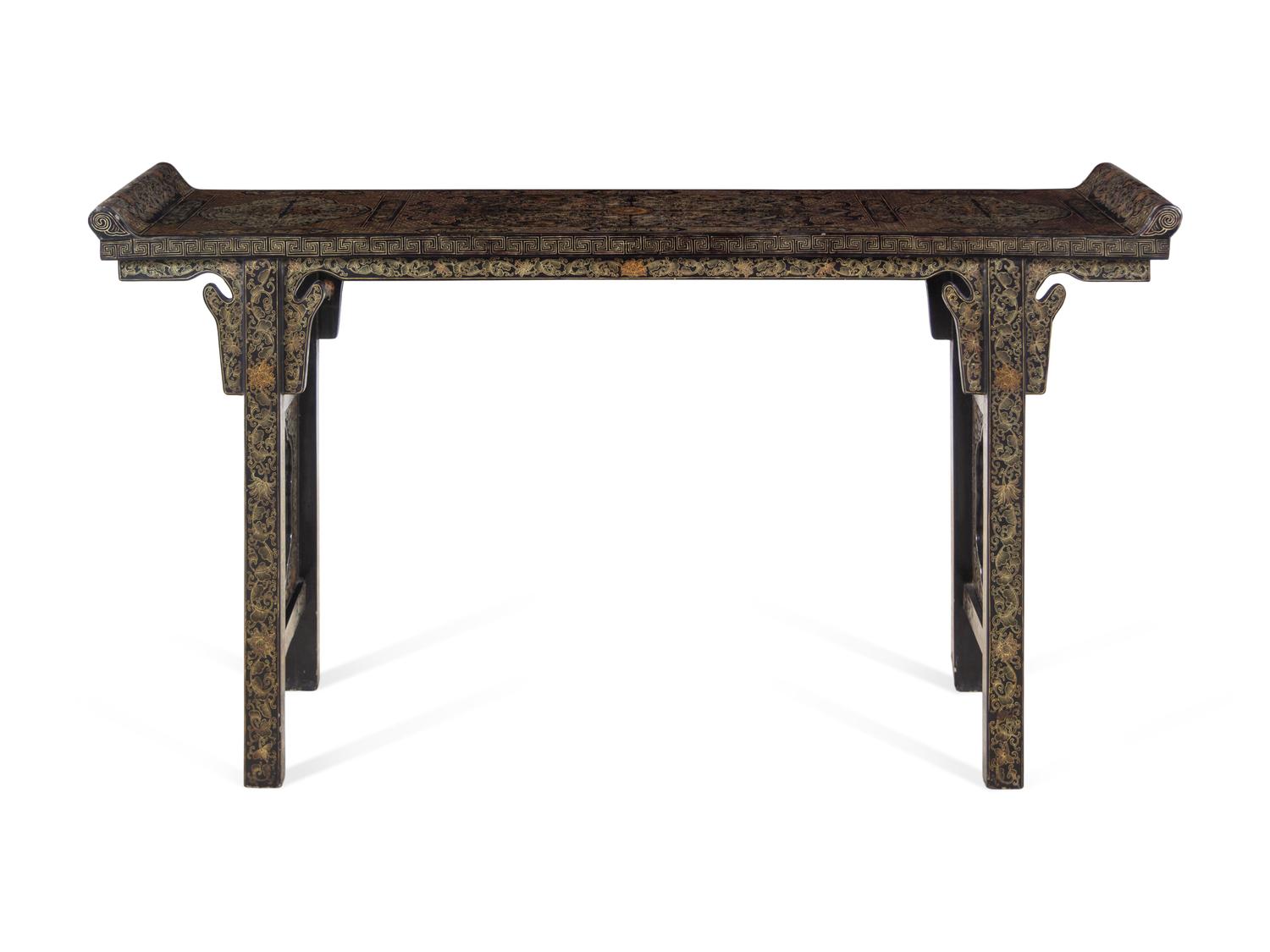 A Gilt Decorated Black Lacquered Altar Table