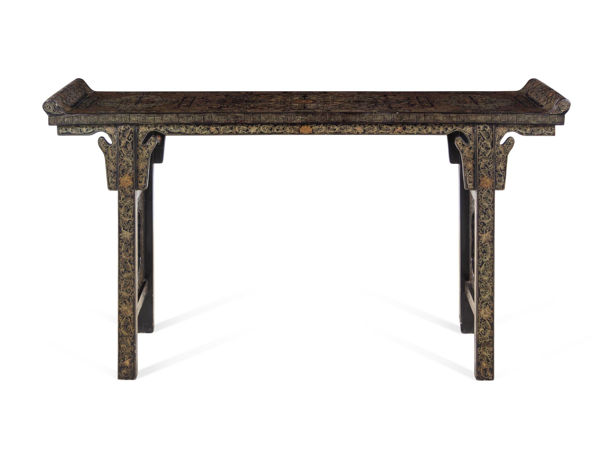 A Gilt Decorated Black Lacquered Altar Table
