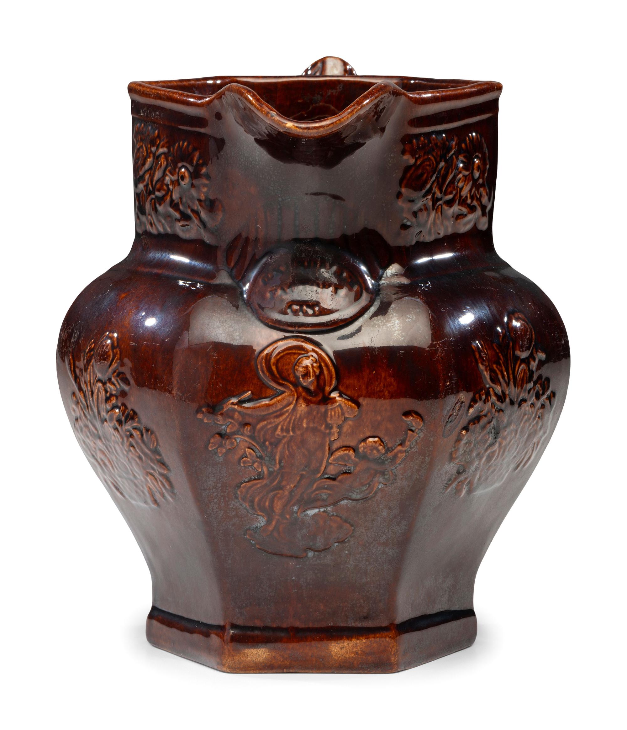 A Rare William Bromley Yellowware Panel Pitcher