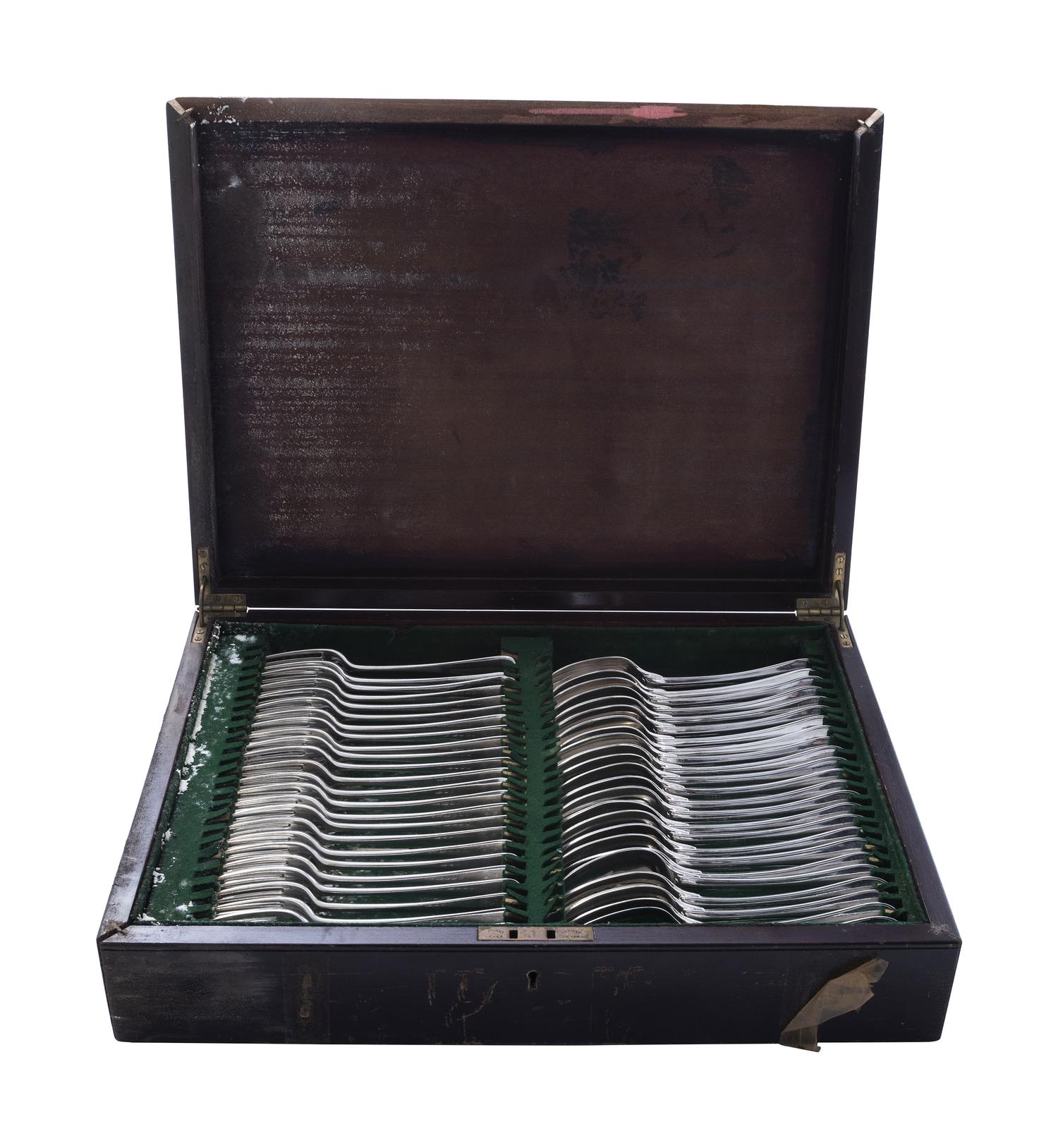 Twenty Four English Silver Forks and Twenty Four French Silver Spoons