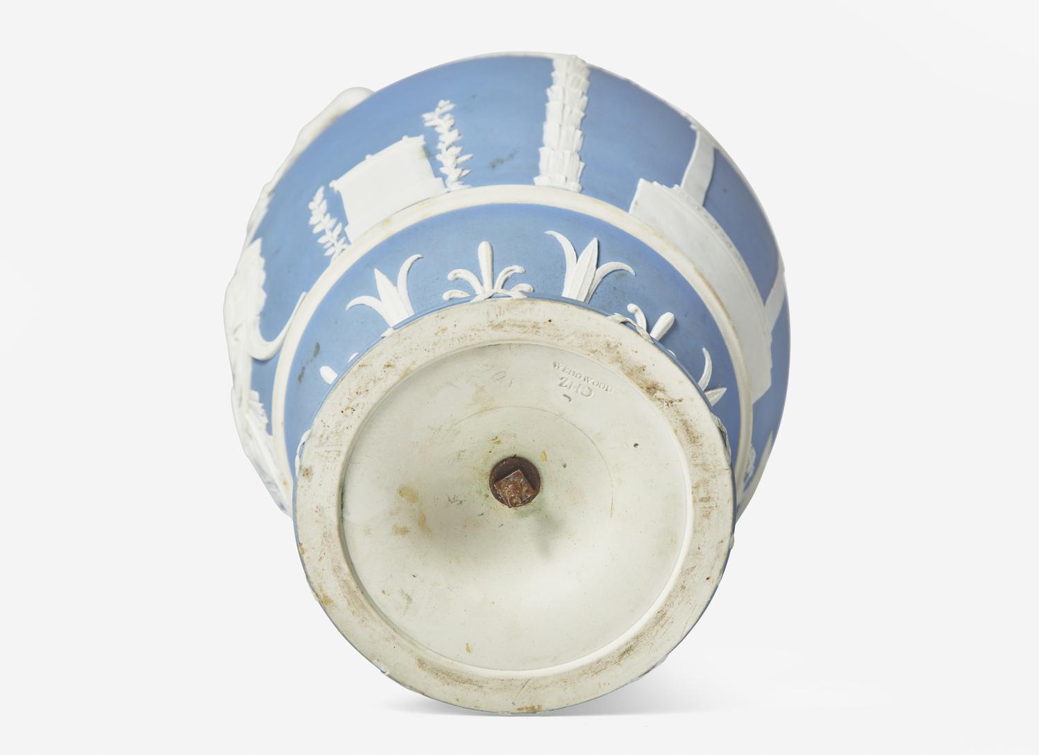 A Wedgwood Blue Jasperware 'Apotheosis of Virgil' Covered Vase