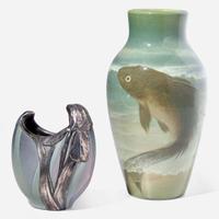 Edward T. Hurley (American, 1869-1950) and Edward Diers (American, 1871–1947) Two Vases, Rookwood Pottery, Cincinnati, Ohio, USA, 1900-01