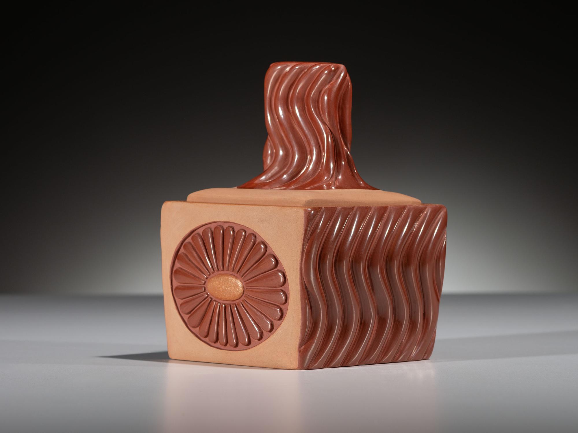 Red and Tan Micaceous Pottery Box