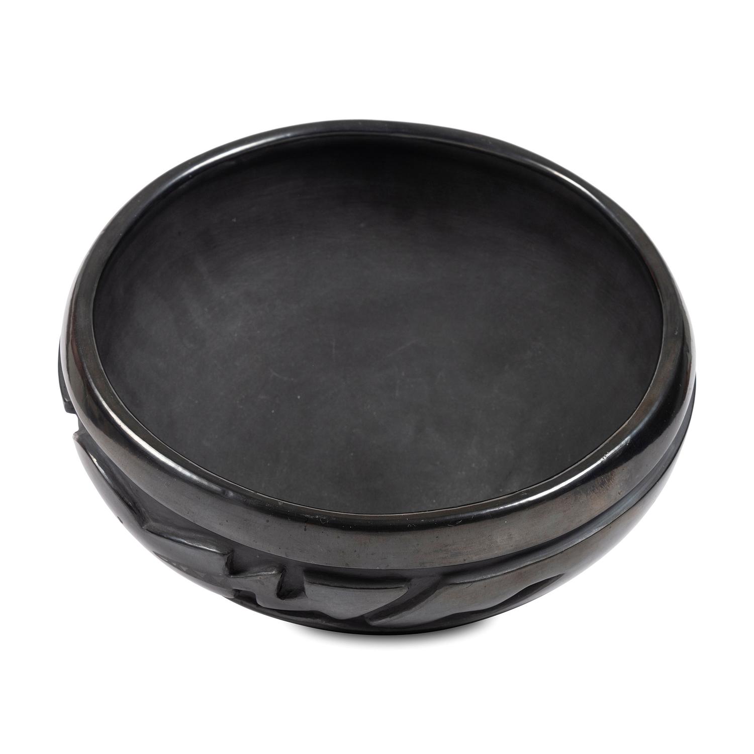 Carved Blackware Pottery Bowl, with Avanyu