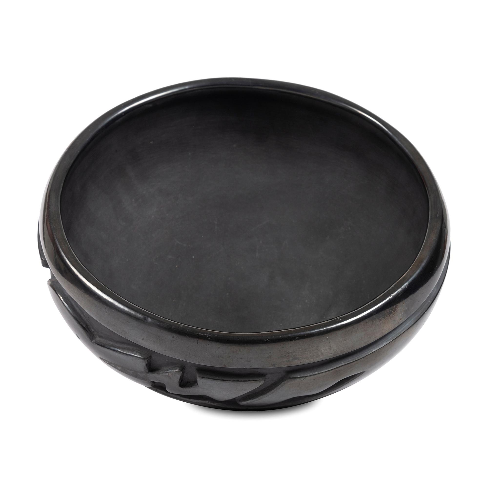 Carved Blackware Pottery Bowl, with Avanyu
