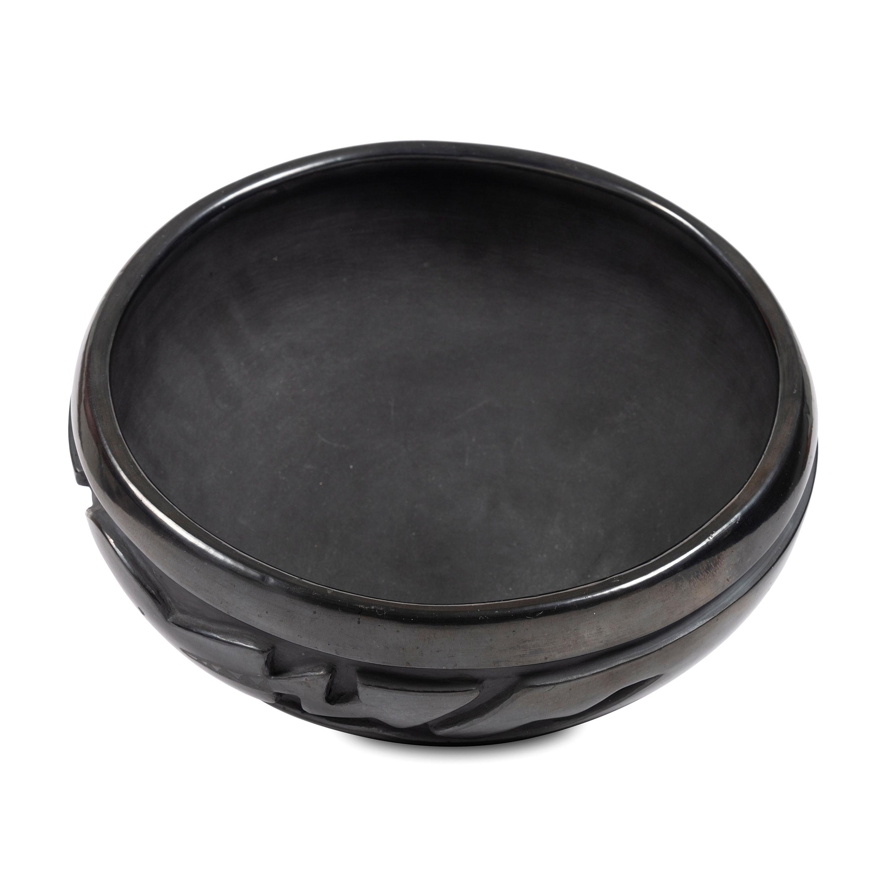 Carved Blackware Pottery Bowl, with Avanyu