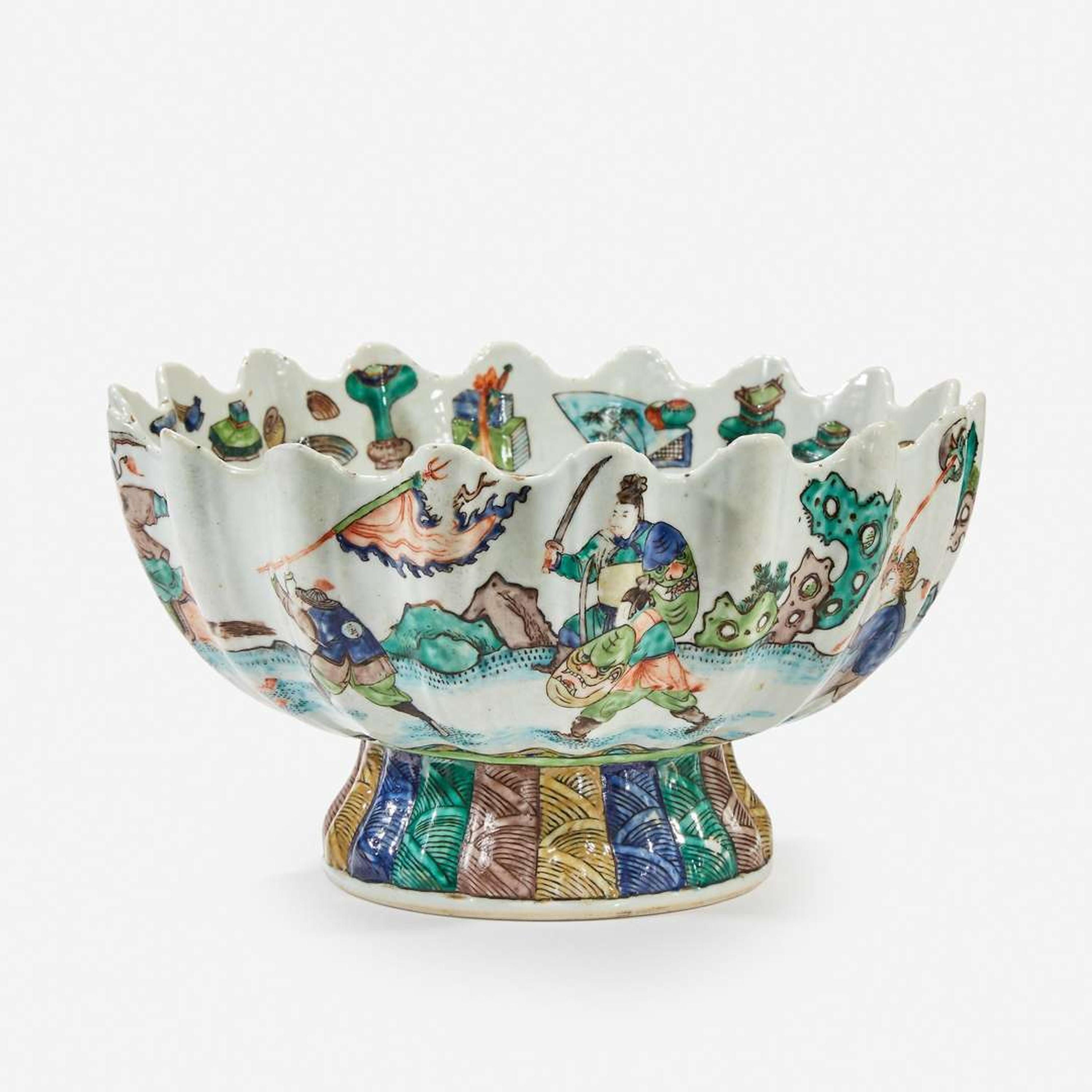 A famille verte-decorated porcelain lobed bowl probably 19th /20th Century
