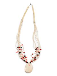 Carved Bone and Coral Corn Maiden Pendant