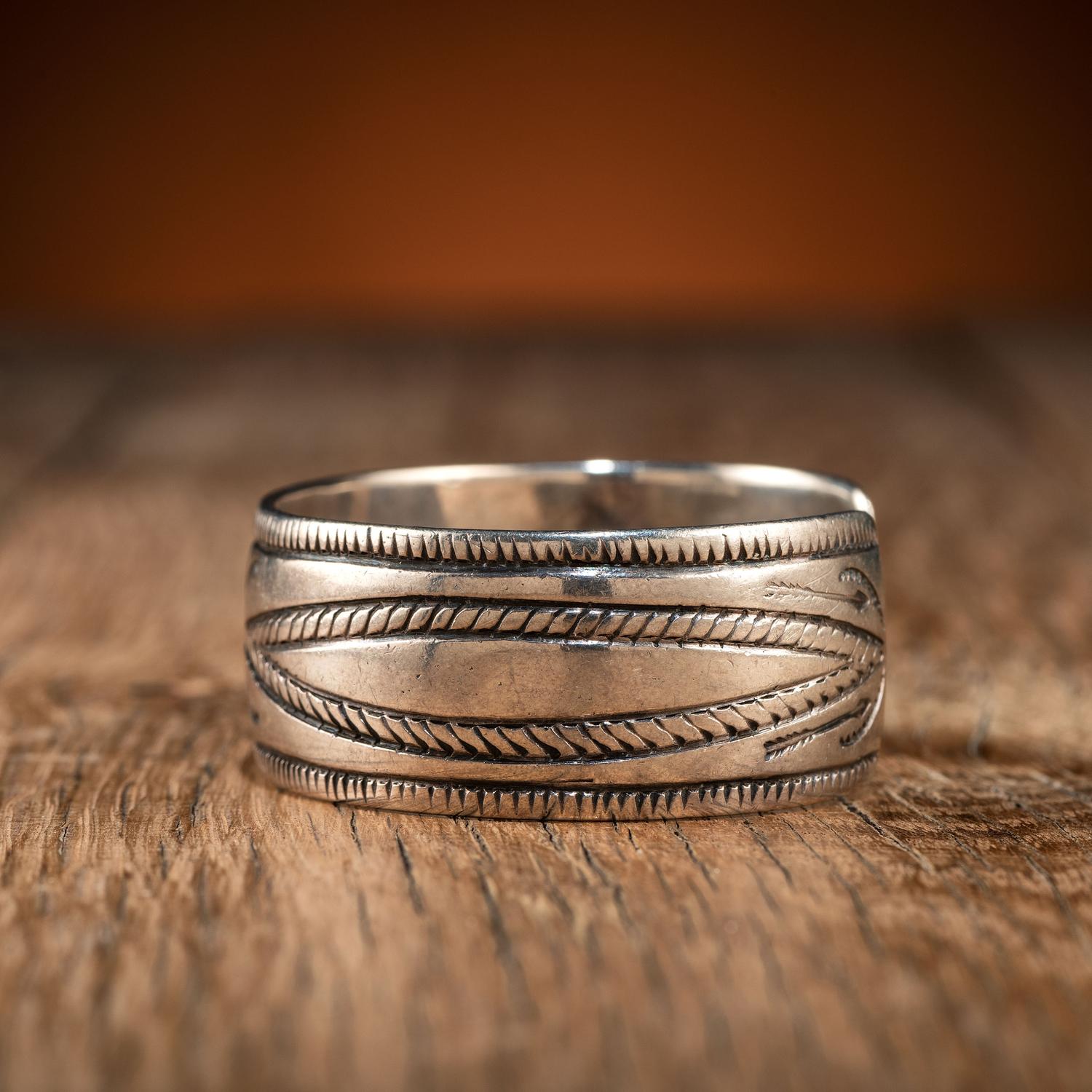Navajo Stamped and Chiseled Ingot Cuff Bracelet
