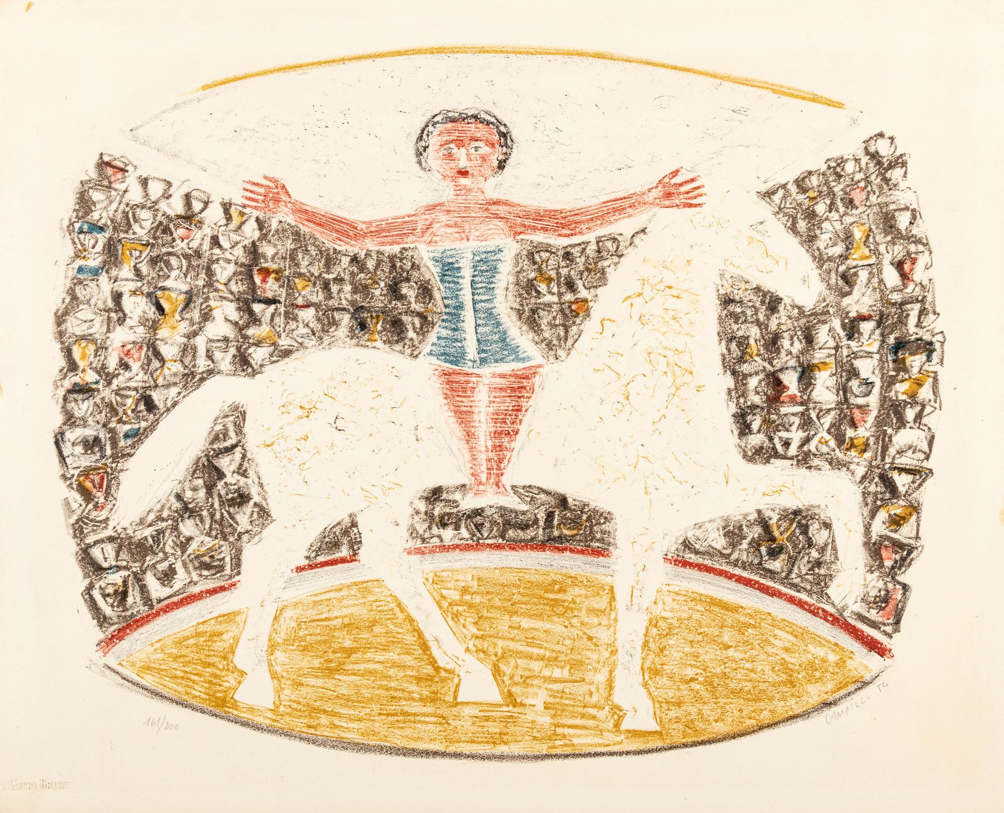 A Group of Three Prints by Óscar Domínguez, Franco Gentilini, and Massimo Campigli