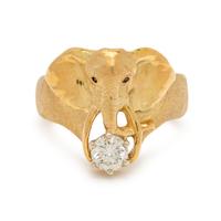 YELLOW GOLD AND DIAMOND ELEPHANT RING