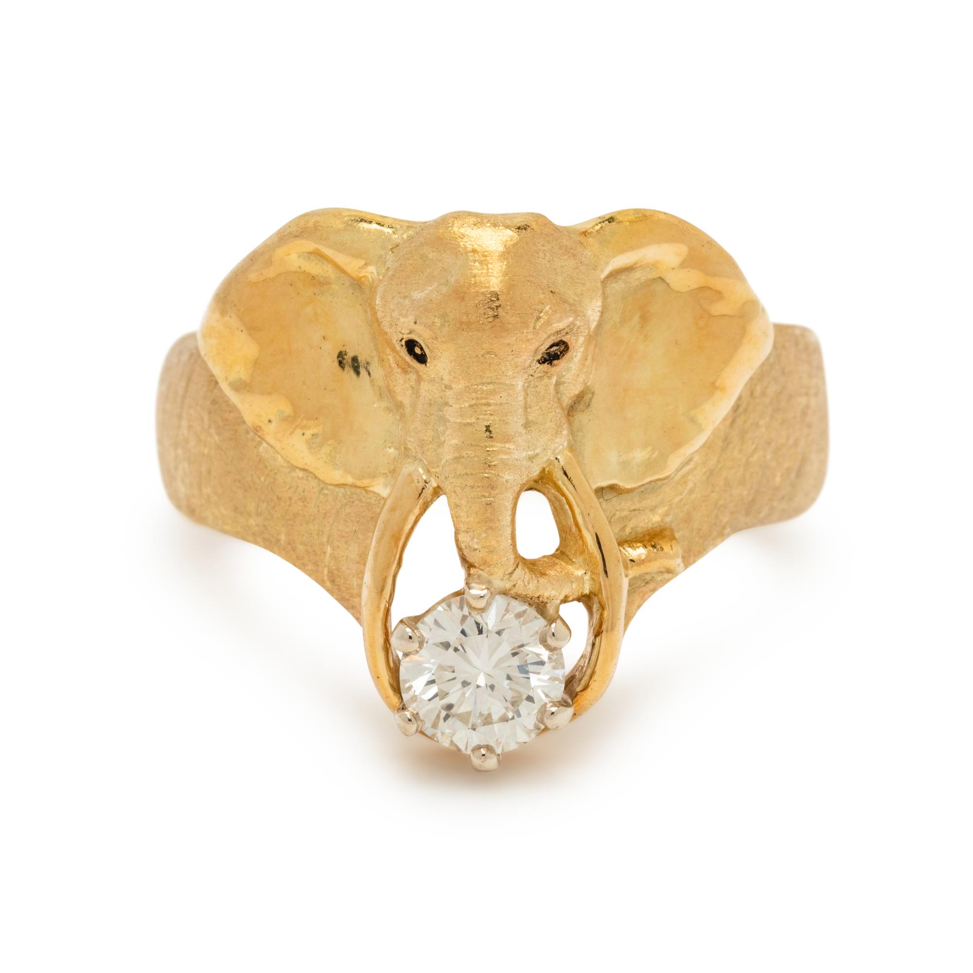 YELLOW GOLD AND DIAMOND ELEPHANT RING