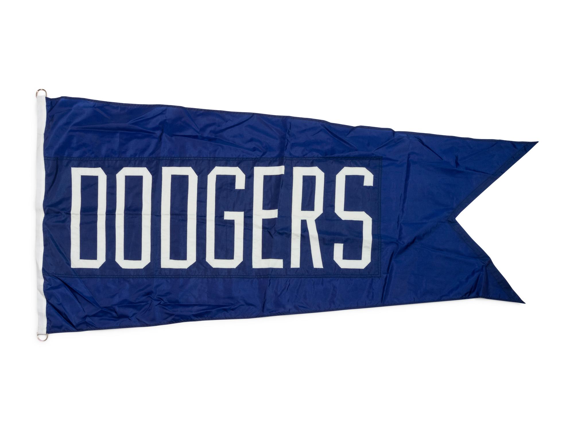 A Los Angeles Dodgers Flag Once Flown on Wrigley Field Scoreboard Collected by Former Chicago Cubs Wrigley Field Head Scorekeeper,