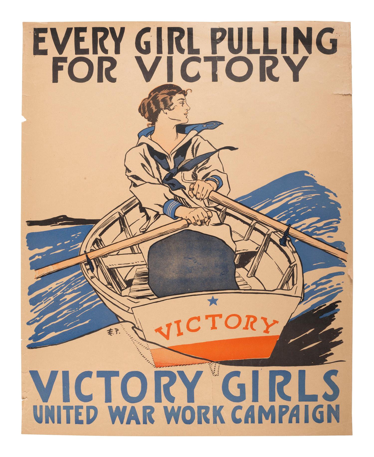 [WORLD WAR I]. PENFIELD, Edward, artist. Every Girl Pulling for Victory / Victory Girls . United War Work Campaign, ca 1918.