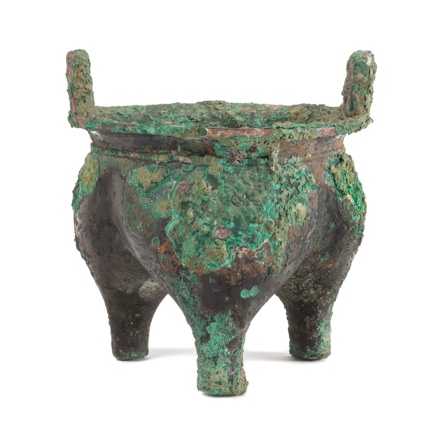 A Bronze Food Vessel, Li Ding Height 6 inches. — WESTERN ZHOU DYNASTY (1100-256 B.C.)