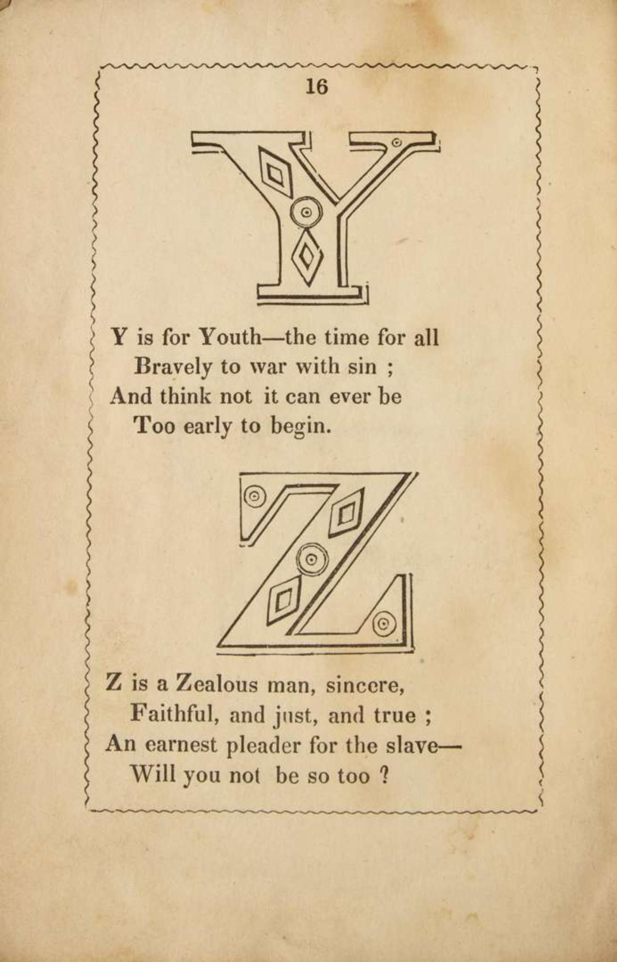 [African-Americana] (Townsend, Hannah, and Mary Townsend) The Anti-Slavery Alphabet