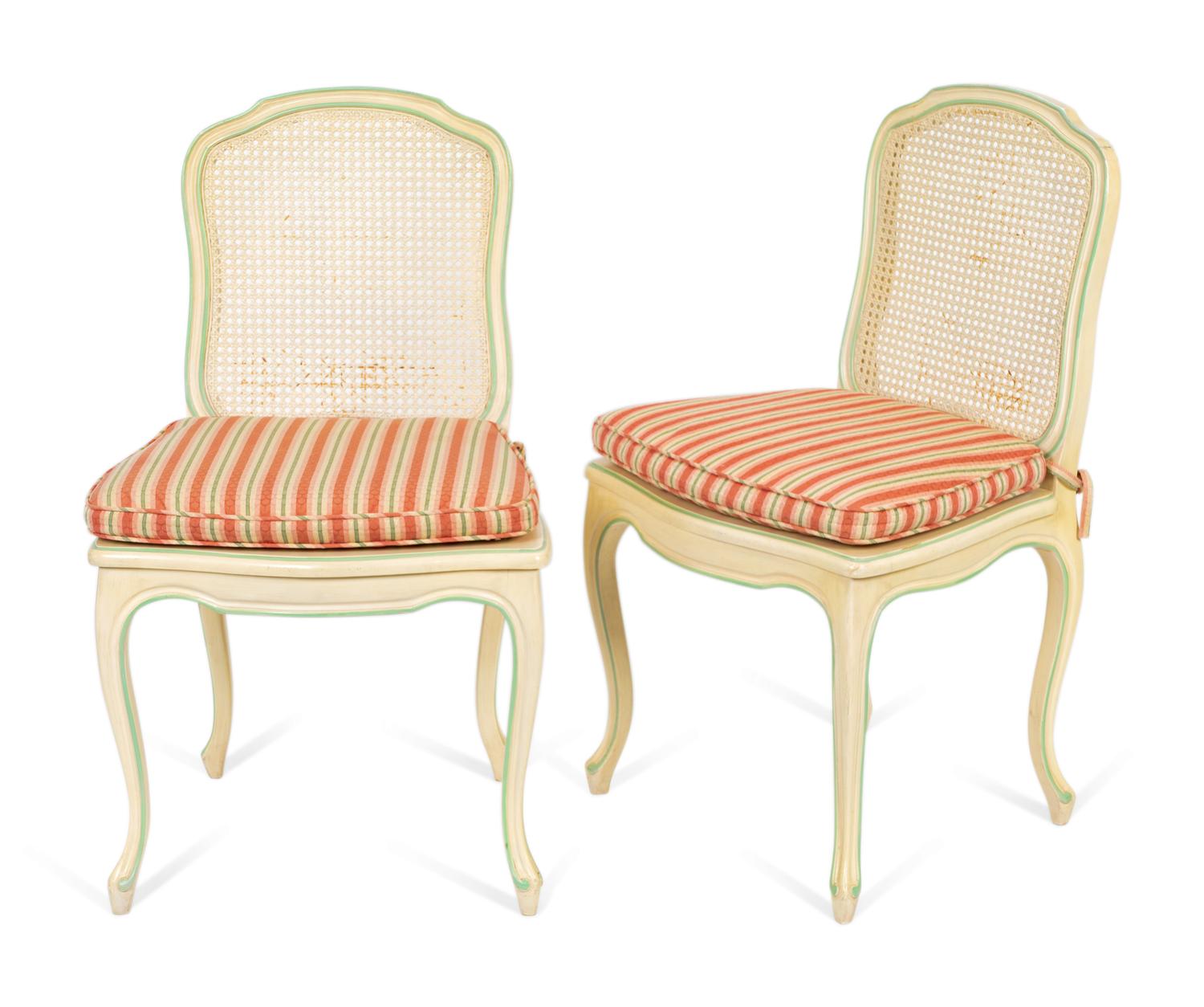 A Set of Eight Louis XV Style White-Painted Caned Dining Chairs Chairs — 20TH CENTURY