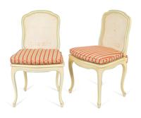 A Set of Eight Louis XV Style White-Painted Caned Dining Chairs Chairs — 20TH CENTURY