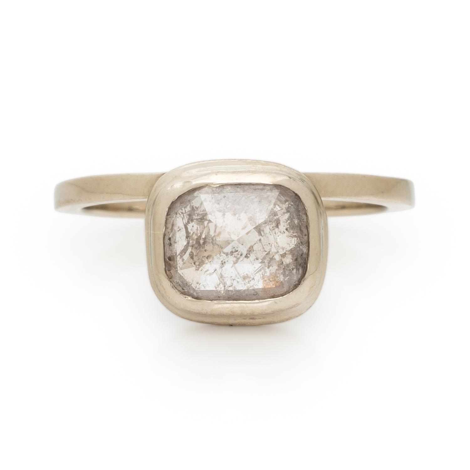 ROSE CUT DIAMOND AND WHITE GOLD RING