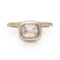 ROSE CUT DIAMOND AND WHITE GOLD RING