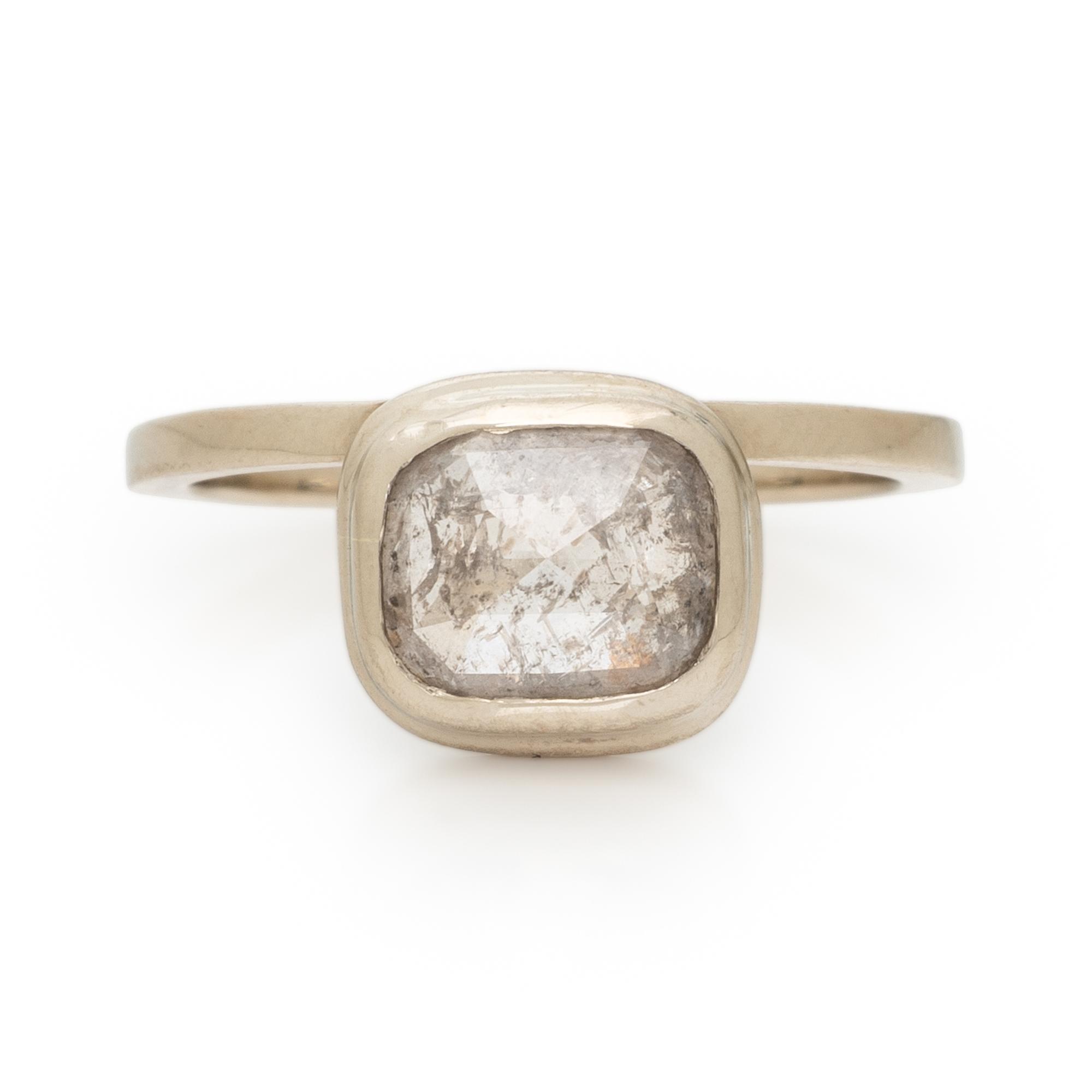 ROSE CUT DIAMOND AND WHITE GOLD RING