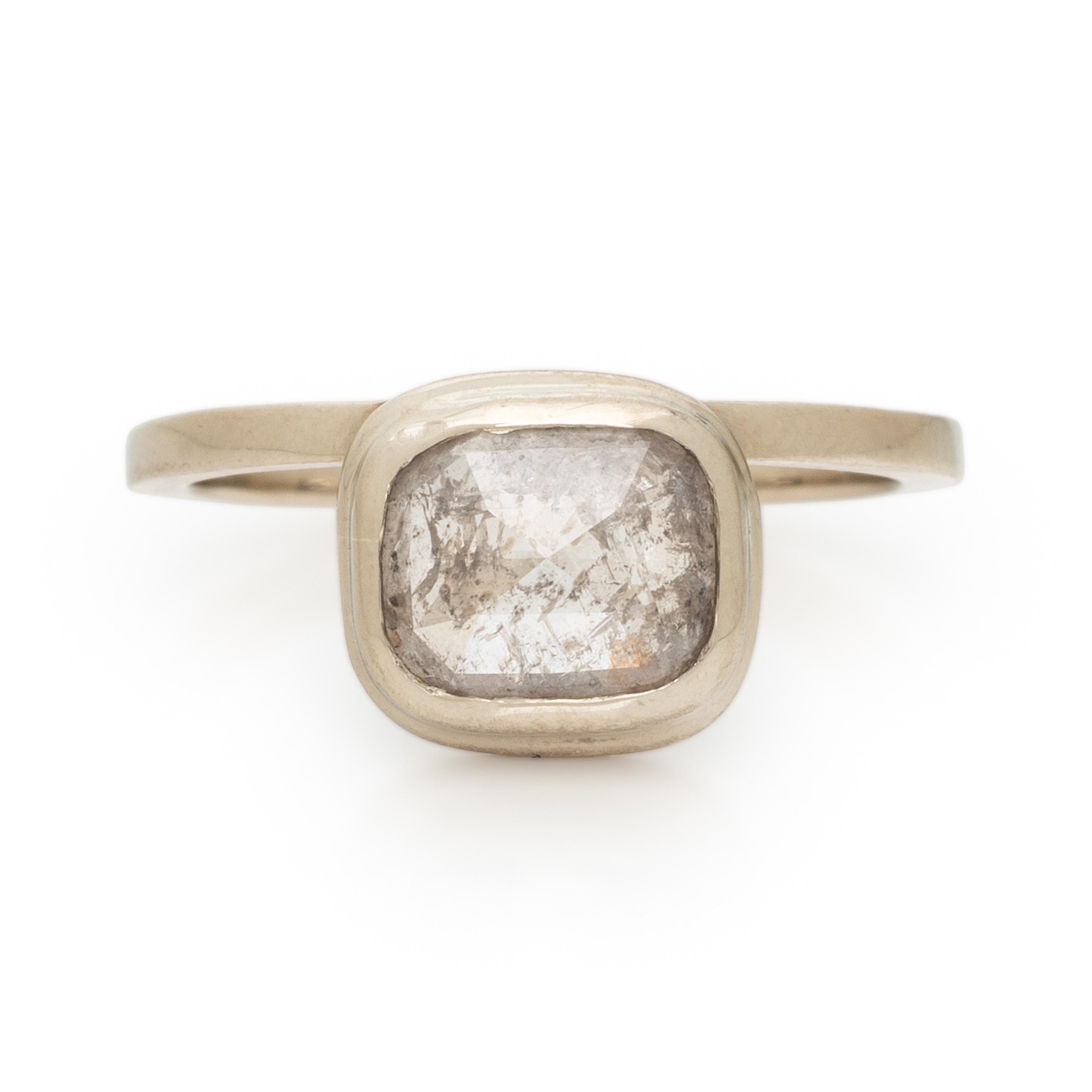 ROSE CUT DIAMOND AND WHITE GOLD RING