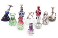 A Collection of Silver Overlay Porcelain and Glass Cabinet Articles Height of tallest 5 1/4 inches.