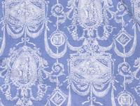Two Curtain Panels of Blue and White Toile Fabric Each: Height 92 x width 80 inches. — 21ST CENTURY