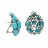 Blue Hardstone, Diamond, and White Gold Earrings