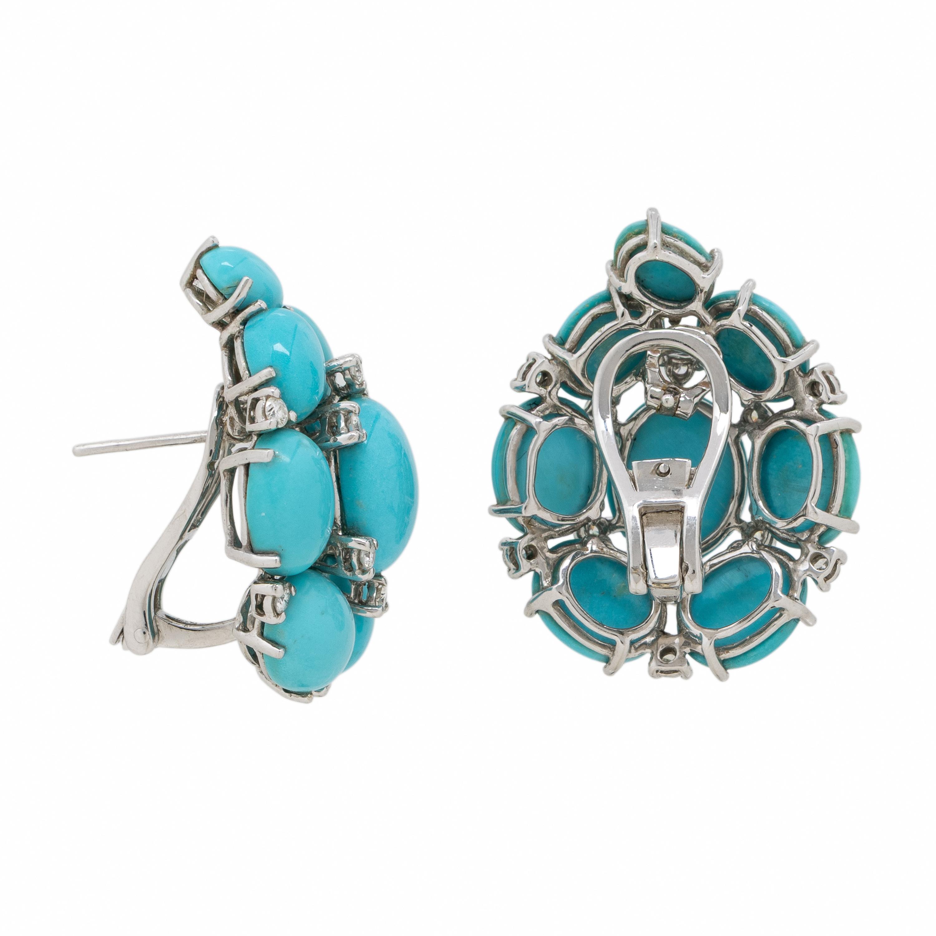 Blue Hardstone, Diamond, and White Gold Earrings