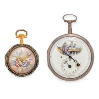 COLLECTION OF ENAMEL OPEN FACE POCKET WATCHES