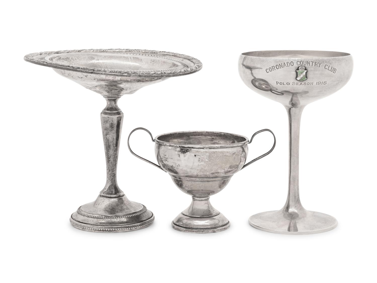 A Group of Three American Weighted Silver Articles