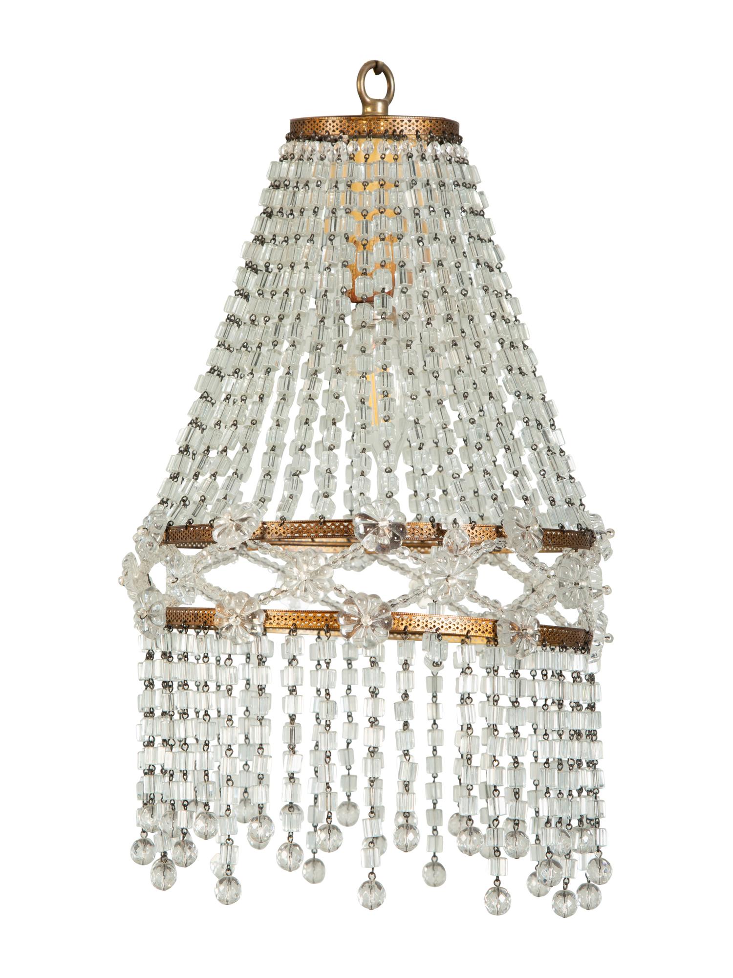 A Small Beaded Glass Chandelier — 20th Century