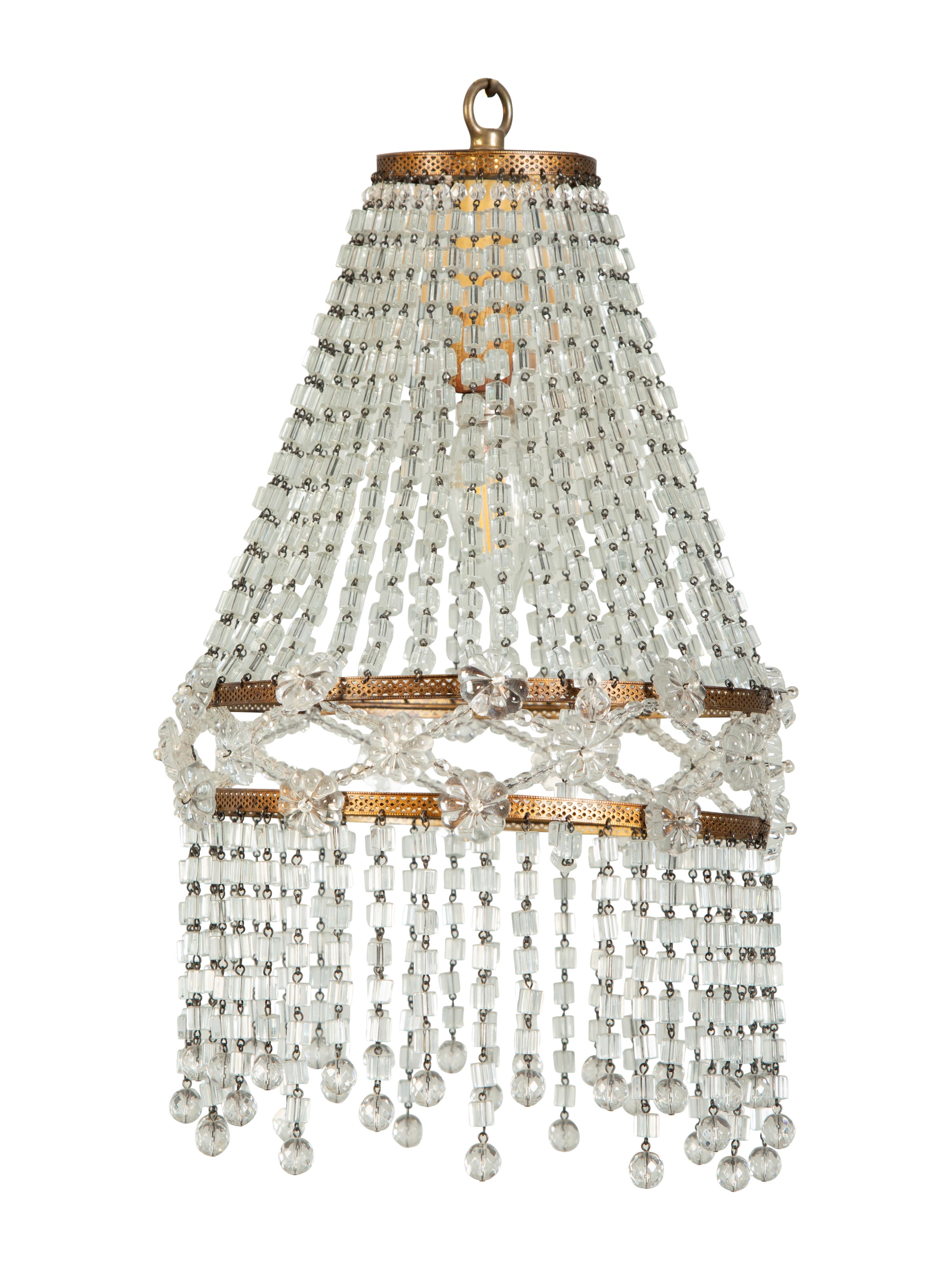 A Small Beaded Glass Chandelier — 20th Century