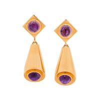 YELLOW GOLD AND AMETHYST EARCLIPS