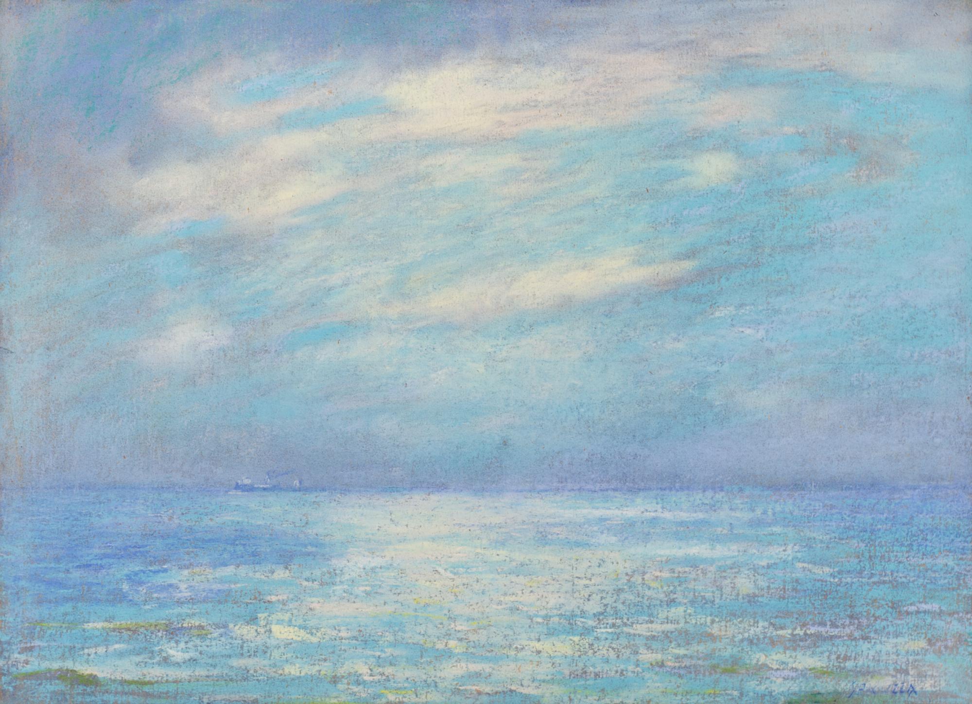 Francesco J. Spicuzza, (American, 1883-1962), Untitled (Seascape with Oceanliner)