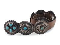 Navajo Silver and Kingman Turquoise Concha Belt
