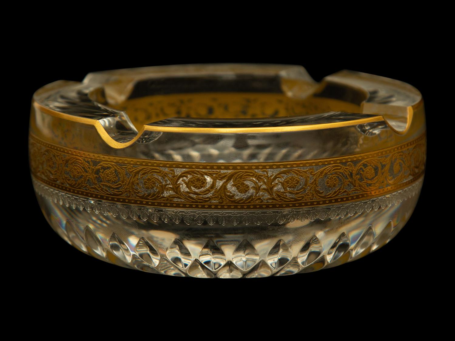 Three Gilt Decorated Baccarat Glass Articles