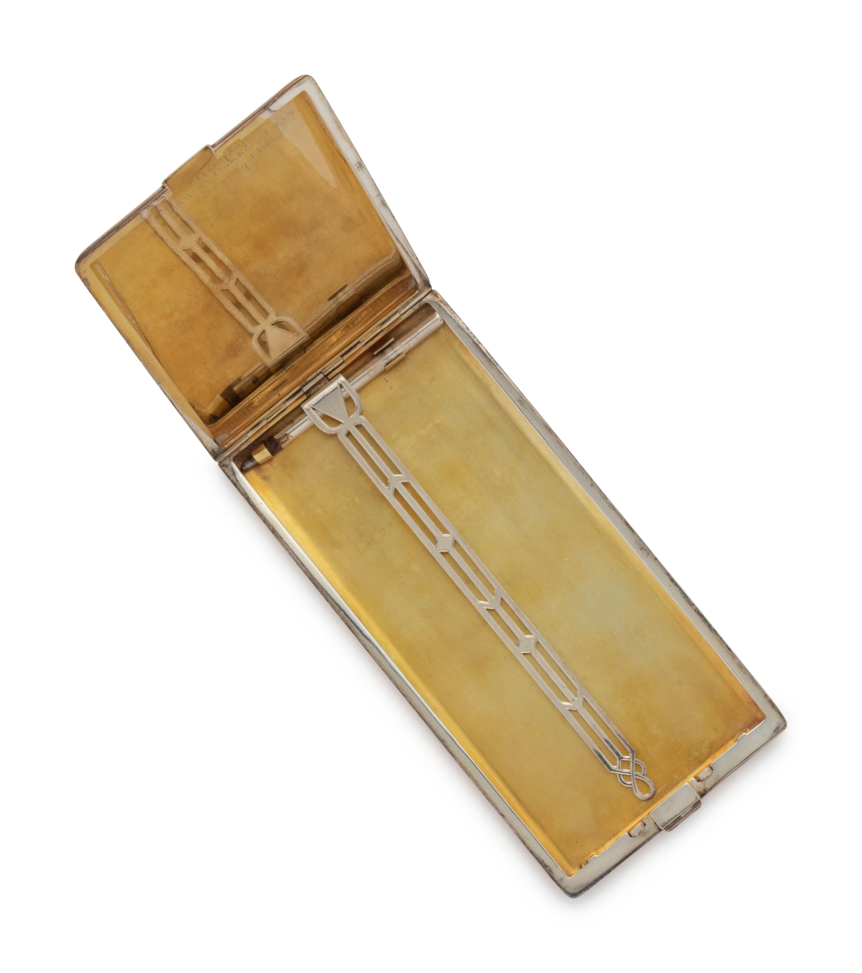 STERLING SILVER AND SAPPHIRE AUTOGRAPHED CIGARETTE CASE